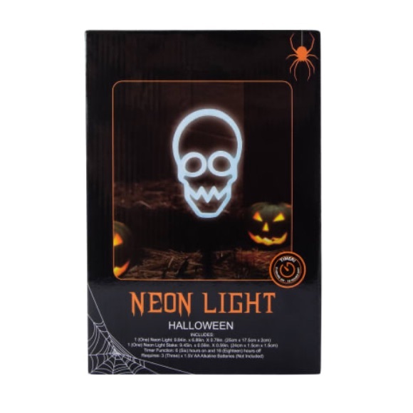 BNIB- Battery Operated- Halloween Skull- 💀 Neon Light YARD STAKE w/ Timer - Picture 1 of 7